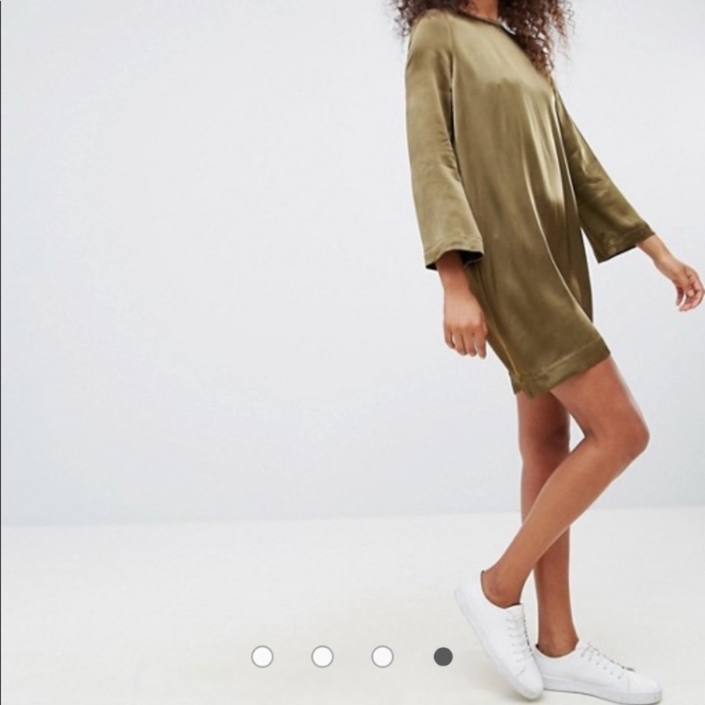 Satin dress - Dark Olive